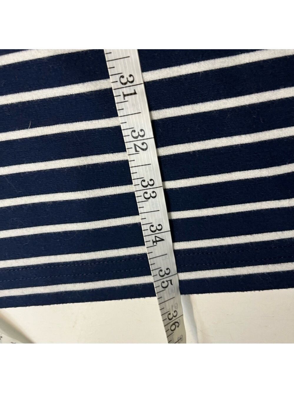 Gap Ponte Knit 3/4 Sleeve Navy & White Nautical Striped Shift Dress, size M - Picture 12 of 12